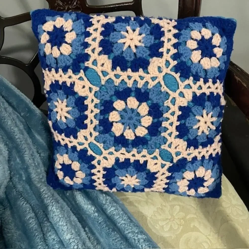 Handmade Blue Pink Pillow 14